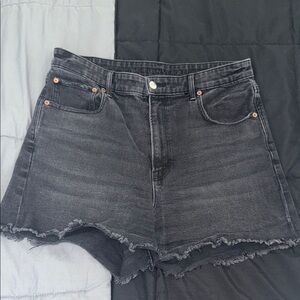 American Eagle Outfitters Black Jean Shorts Distressed High Rise